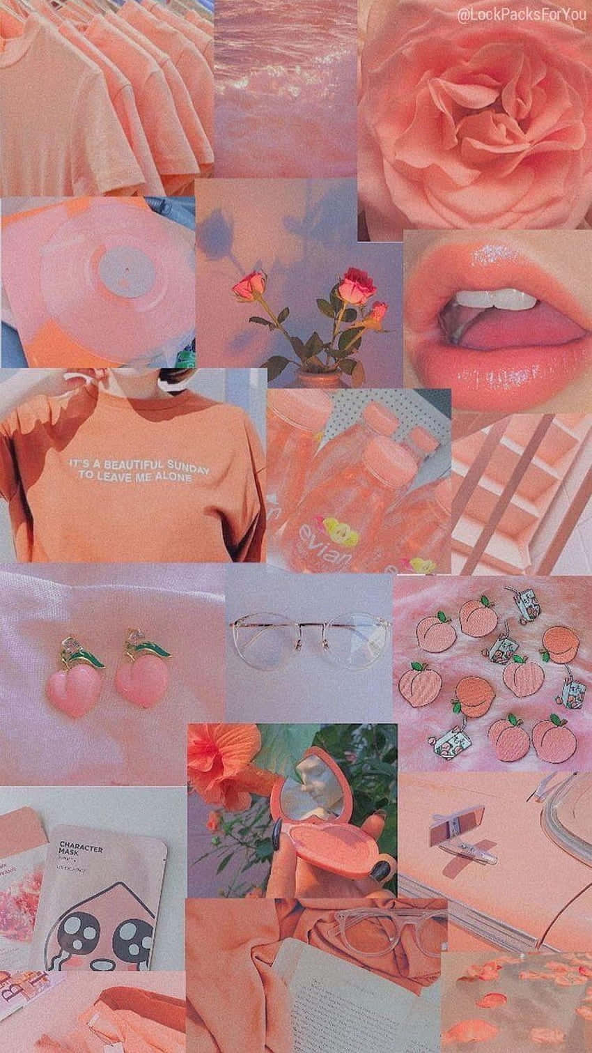 Vintage Peach Collage Aesthetic.jpg Wallpaper