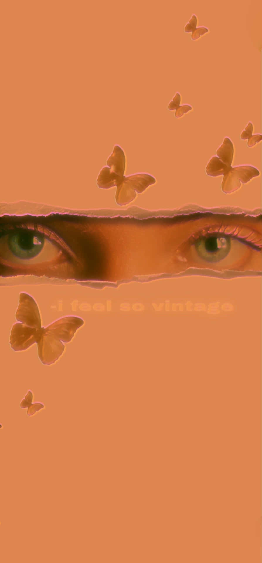 Ojosde Mariposas Vintage En Tonos Durazno. Fondo de pantalla