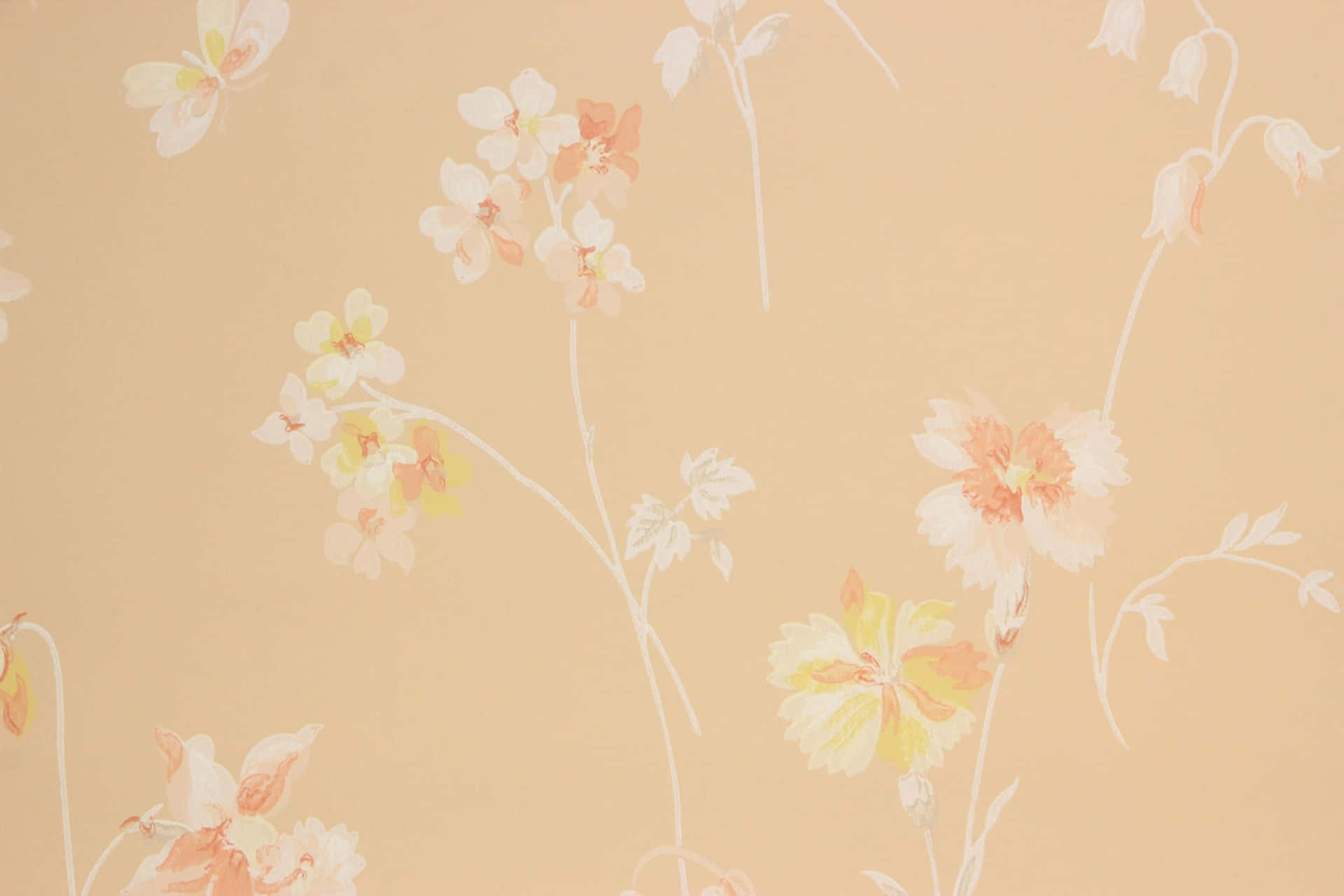 Vintage Peach Flowers Background Wallpaper