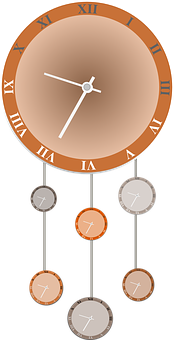 Vintage Pendulum Wall Clock Illustration PNG