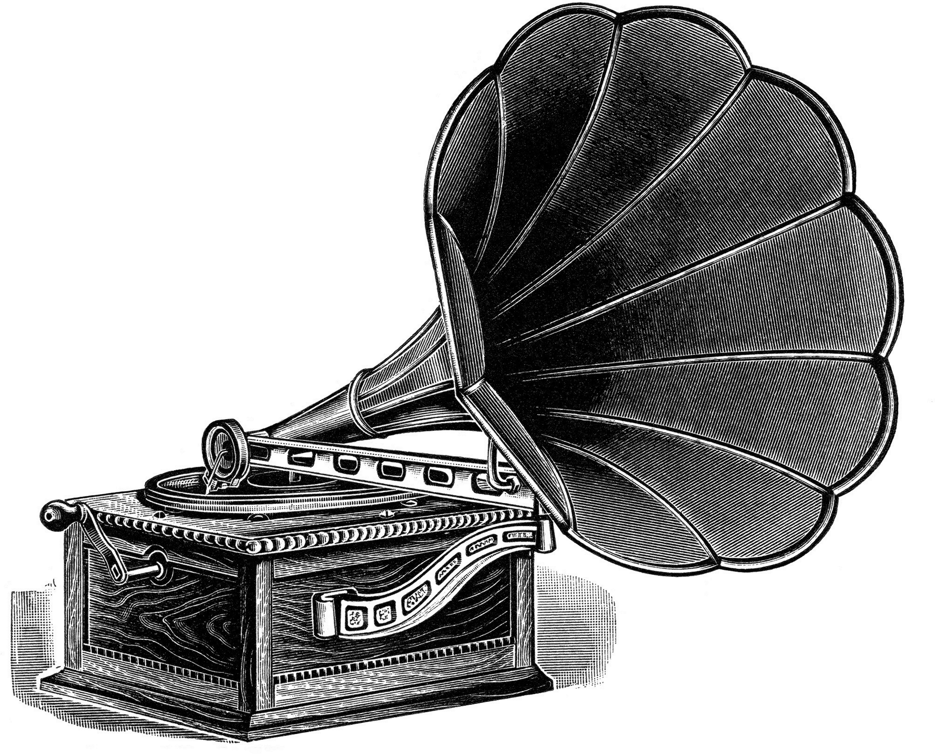 Vintage Phonograph Illustration PNG