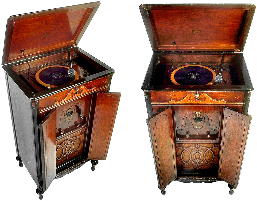 Vintage Phonograph Open Cabinet PNG