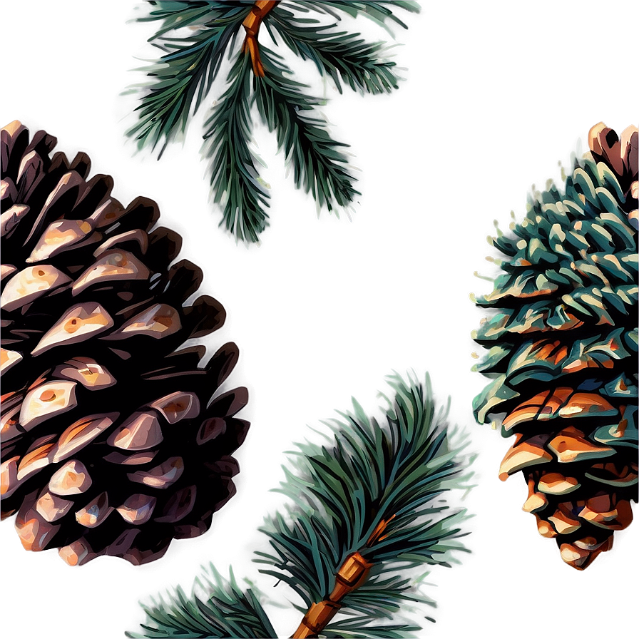 Vintage Pinecone Print Png 06132024 PNG