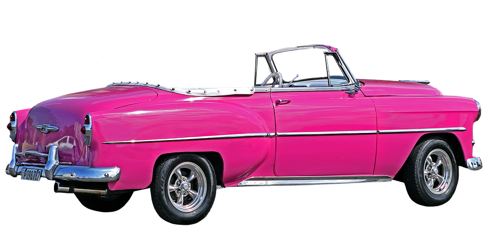 Vintage Pink Chevrolet Convertible Cuba PNG