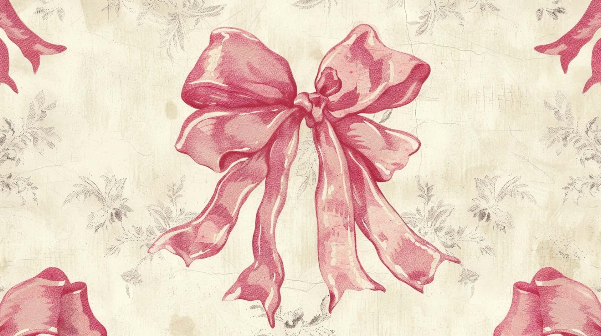 Vintage Pink Coquette Bow Pattern Wallpaper