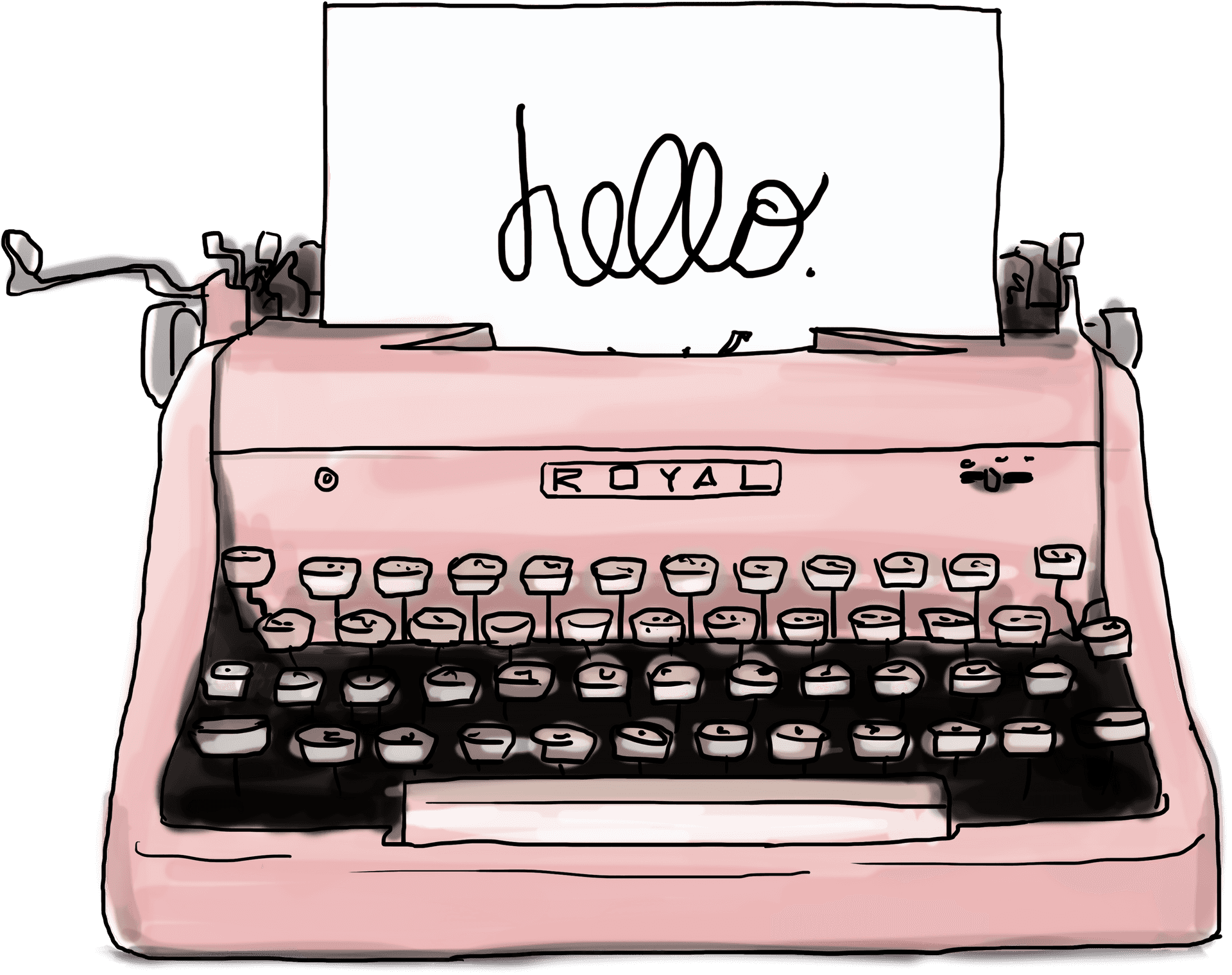 Vintage Pink Typewriter With Hello Message PNG