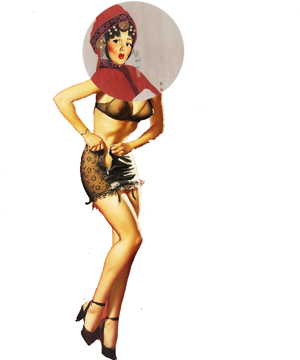 Vintage Pinup Girl Red Scarf PNG