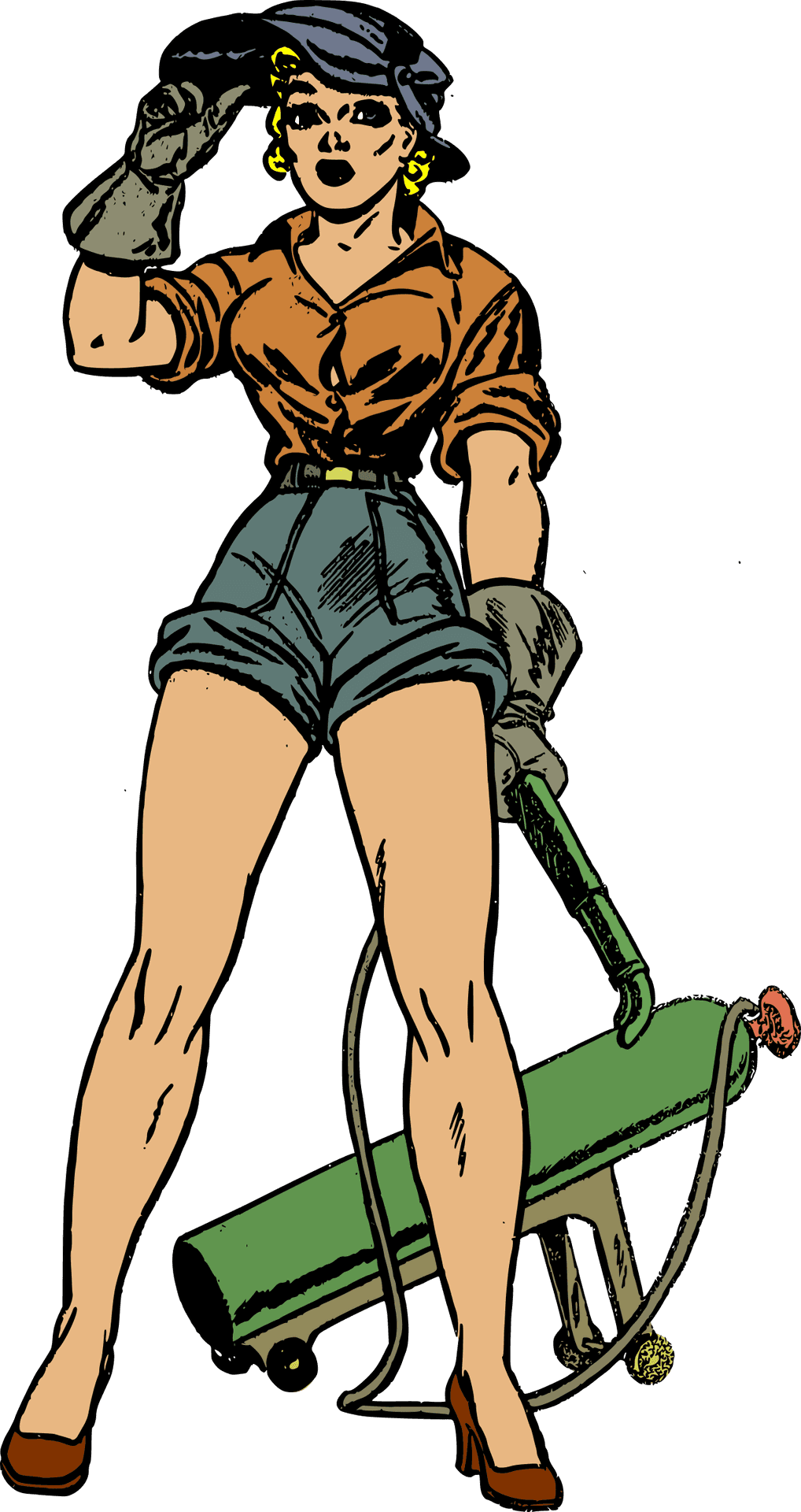 Vintage Pinup Girl With Cannon PNG