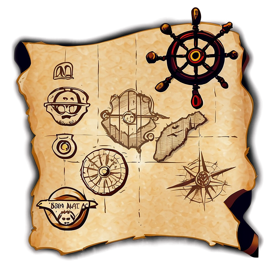 Vintage Pirate Treasure Map Png 06242024 PNG
