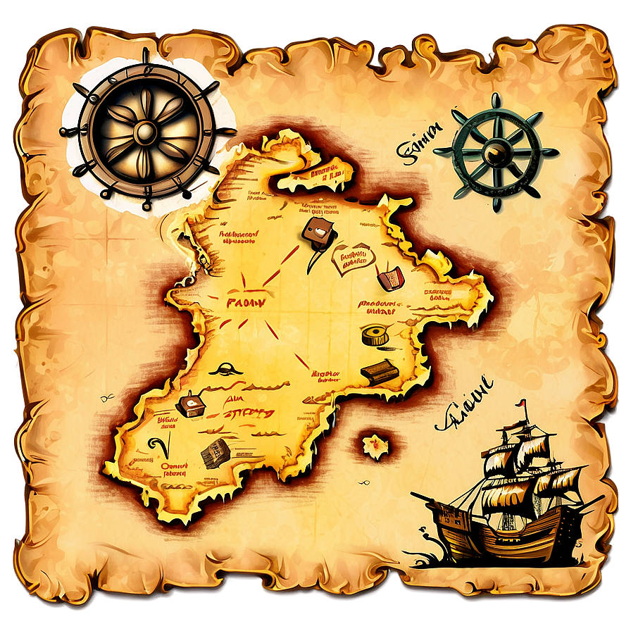 Vintage Pirate Treasure Map Png Euk PNG