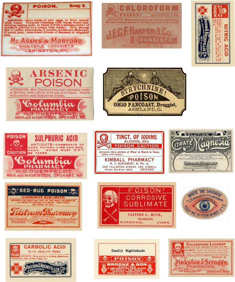 Vintage Poison Pharmacy Labels Collection PNG