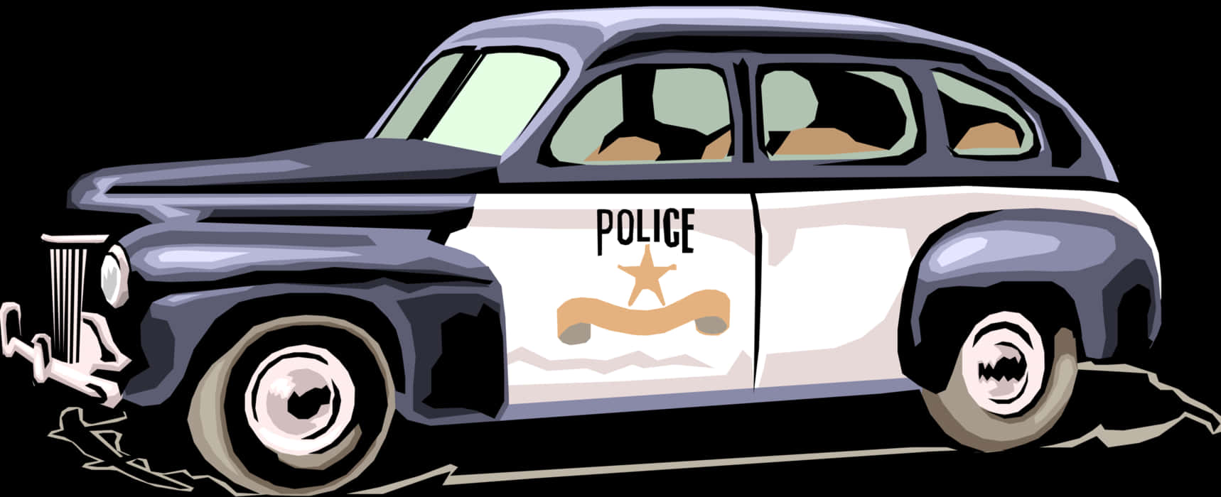 Vintage Police Car Vector Illustration PNG