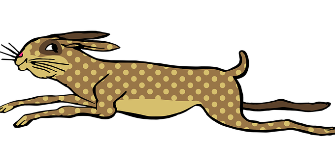 Vintage Polka Dot Rabbit Illustration PNG