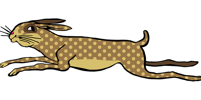 Vintage Polka Dotted Rabbit Illustration PNG