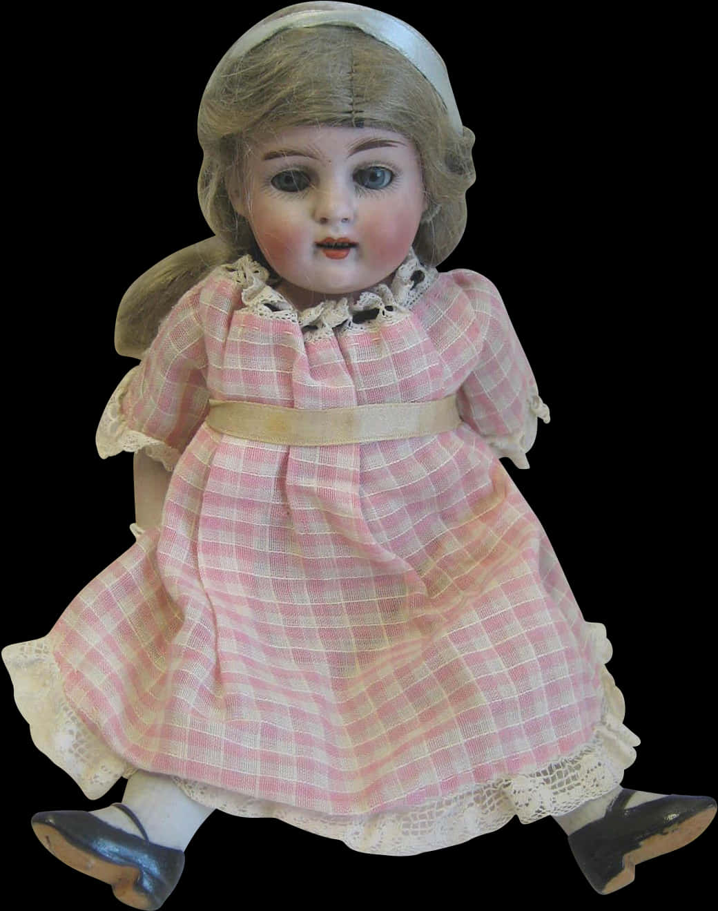 Vintage Porcelain Dollin Pink Dress PNG