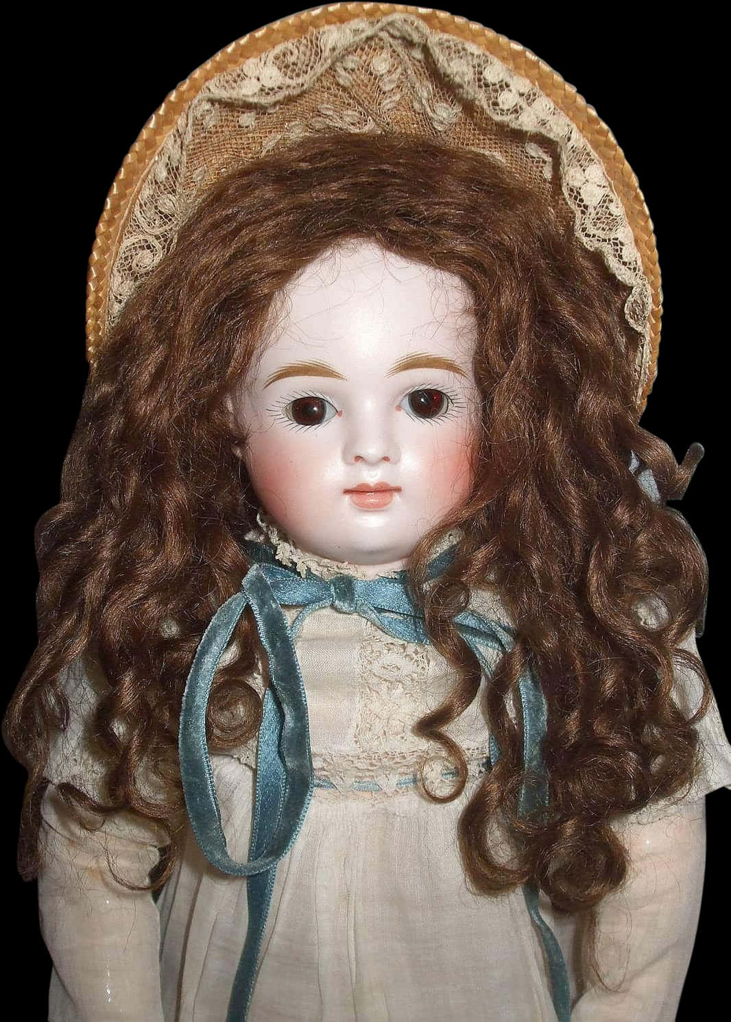 Vintage Porcelain Dollwith Bonnet PNG