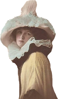 Vintage Portraitof Womanin Hat PNG