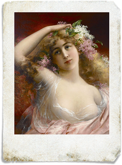 Vintage Portraitofa Womanwith Flowers PNG