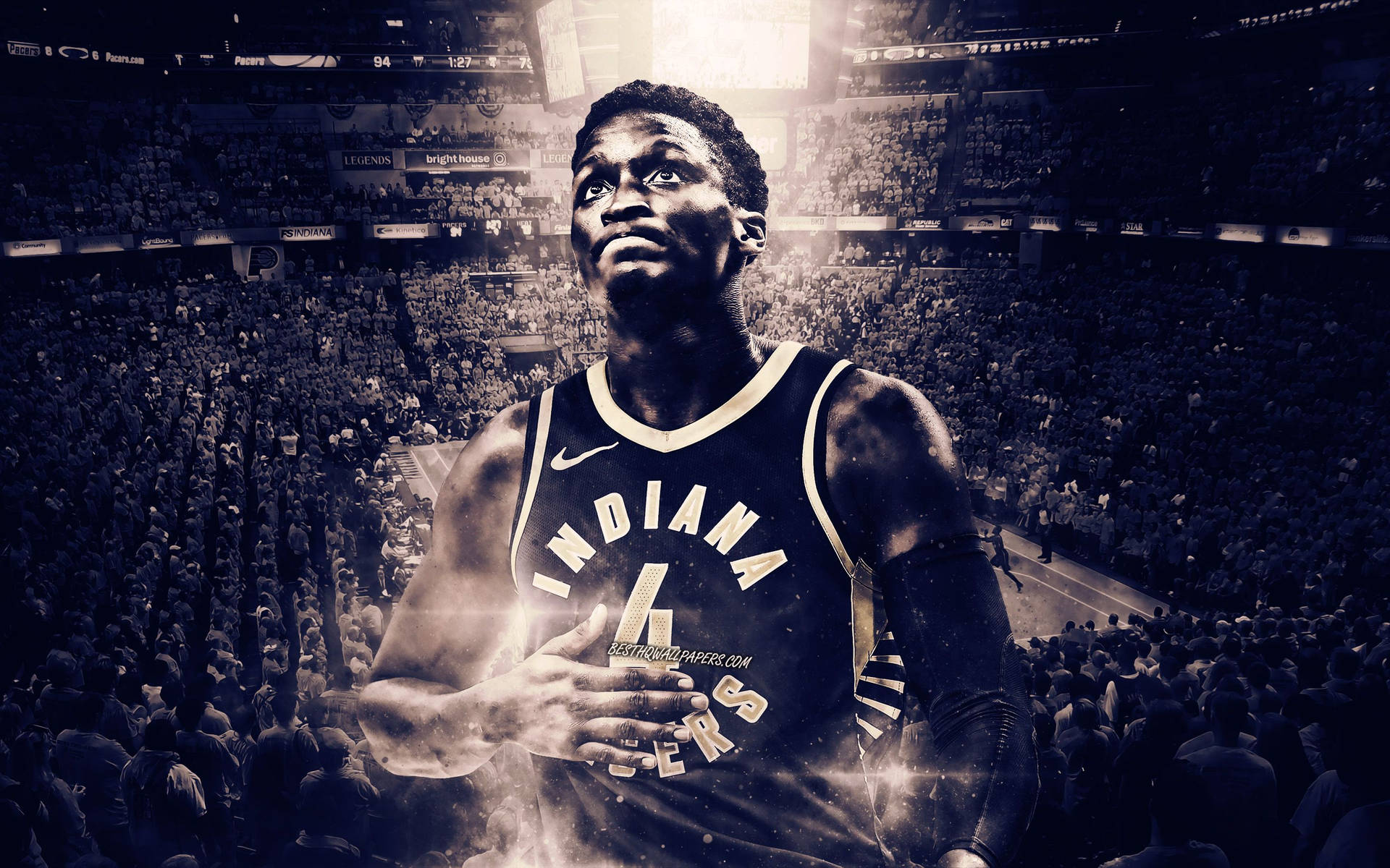 Vintage Poster Of Victor Oladipo Wallpaper