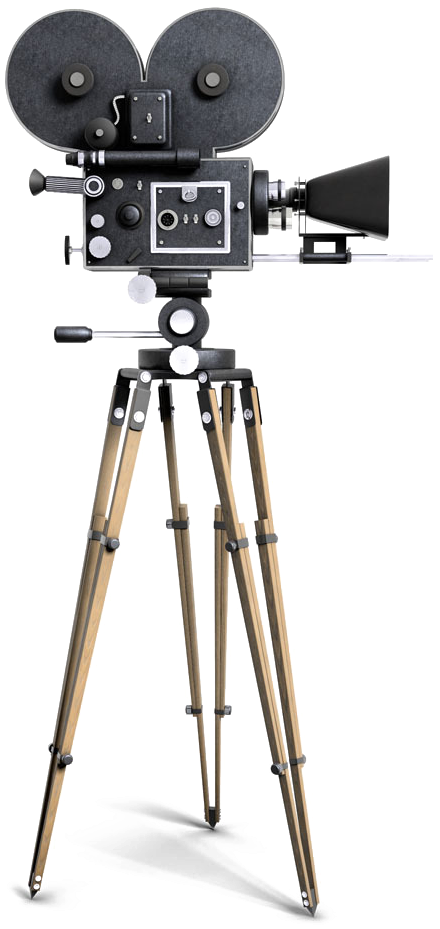 Vintage Professional Video Cameraon Tripod PNG