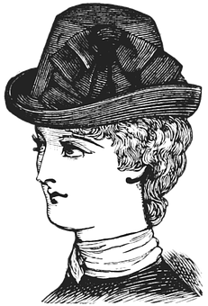 Vintage Profile Illustrationof Womanwith Hat PNG