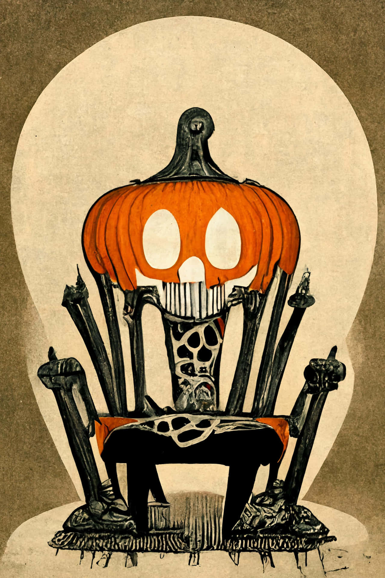 Vintage Pumpkin King Illustration Wallpaper