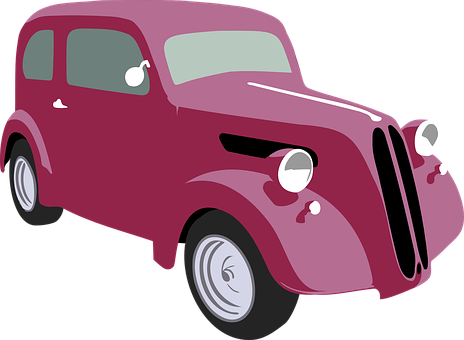 Vintage Purple Car Illustration PNG