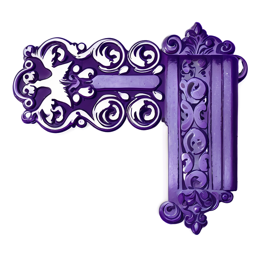 Vintage Purple Scroll Border Png 06262024 PNG