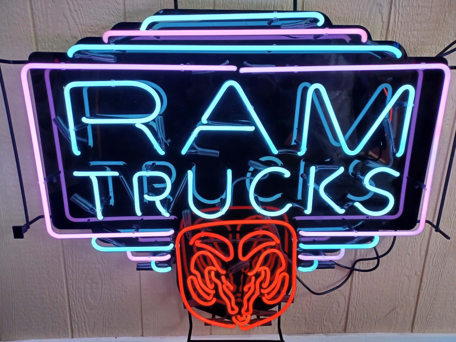 Vintage R A M Trucks Neon Sign Wallpaper