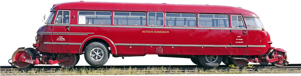 Vintage Rail Bus Red Transportation PNG