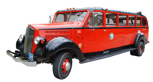 Vintage Red Bus Isolated PNG