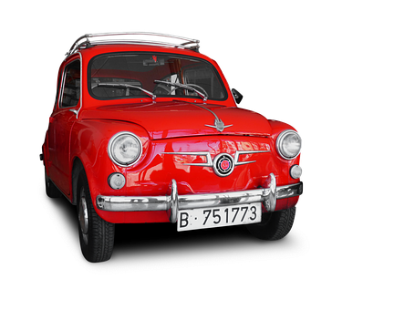 Vintage Red Car Black Background PNG