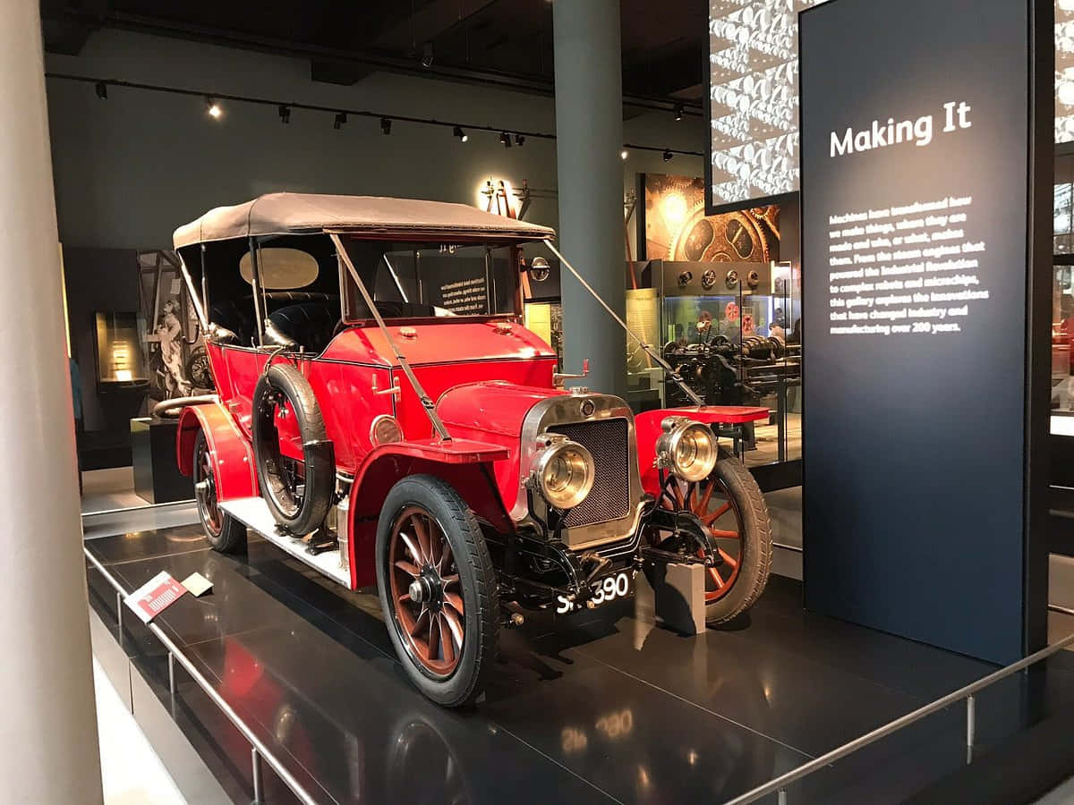 Vintage Red Car Exhibit National Museum Scotland Wallpaper