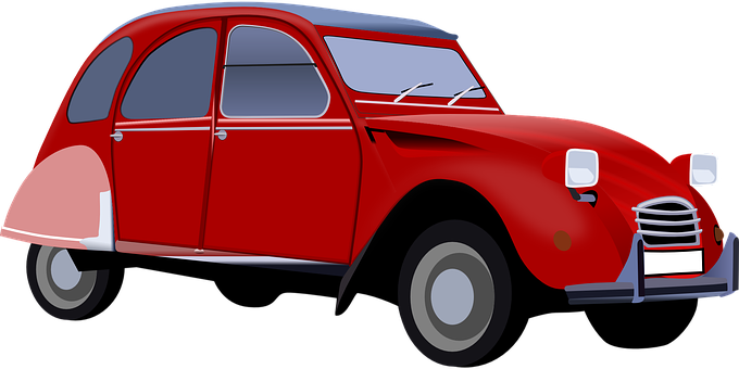 Vintage Red Car Illustration PNG