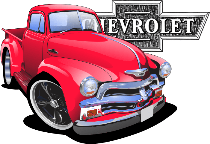 Vintage Red Chevrolet Truck Illustration PNG