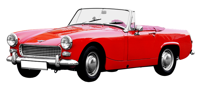 Vintage Red Convertible Car PNG