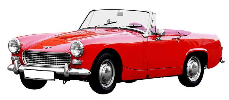 Vintage Red Convertible Sports Car PNG