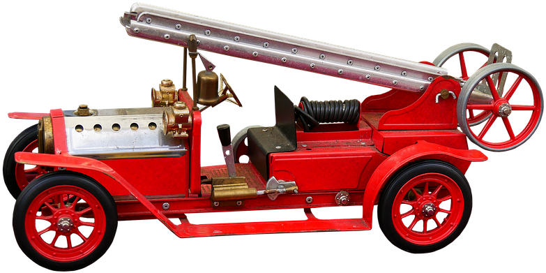 Vintage Red Fire Engine Toy PNG