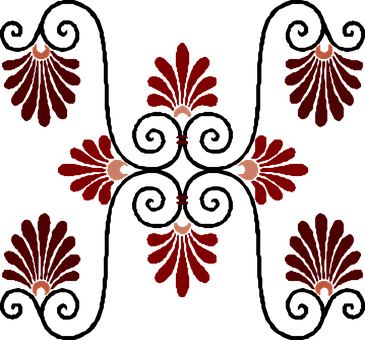 Vintage Red Floral Symmetry Pattern PNG