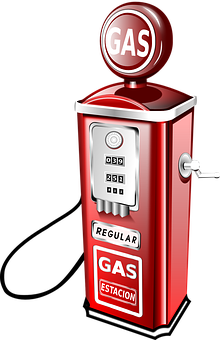 Vintage Red Gas Pump Illustration PNG