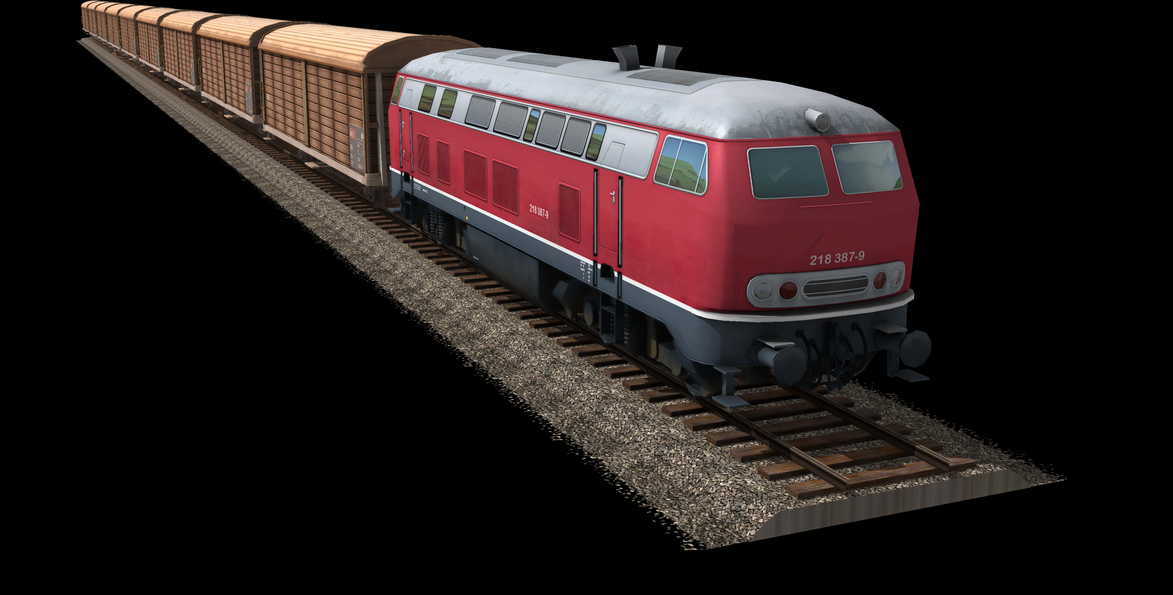 Vintage Red Locomotiveon Tracks PNG