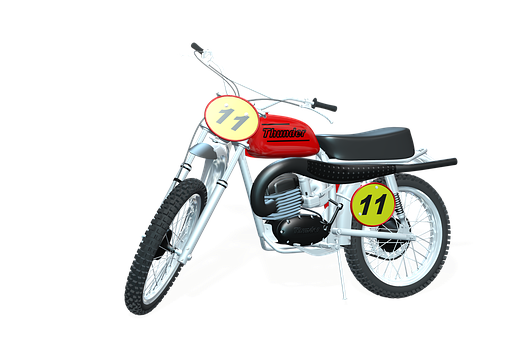 Vintage Red Motorcycle Number11 PNG
