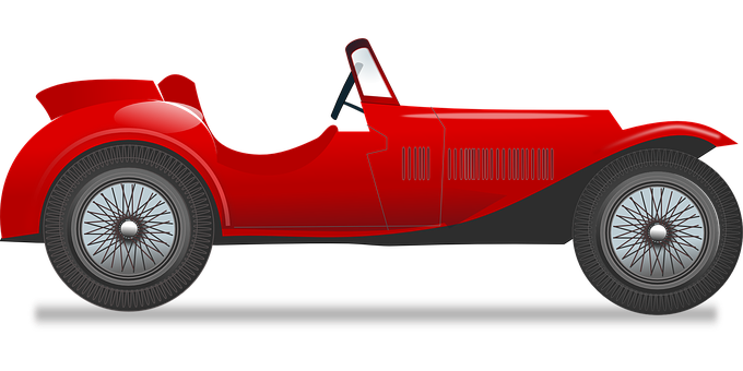 Vintage Red Roadster Illustration PNG
