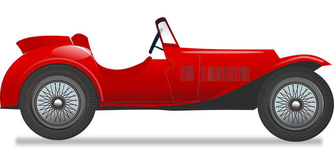 Vintage Red Roadster Vector PNG