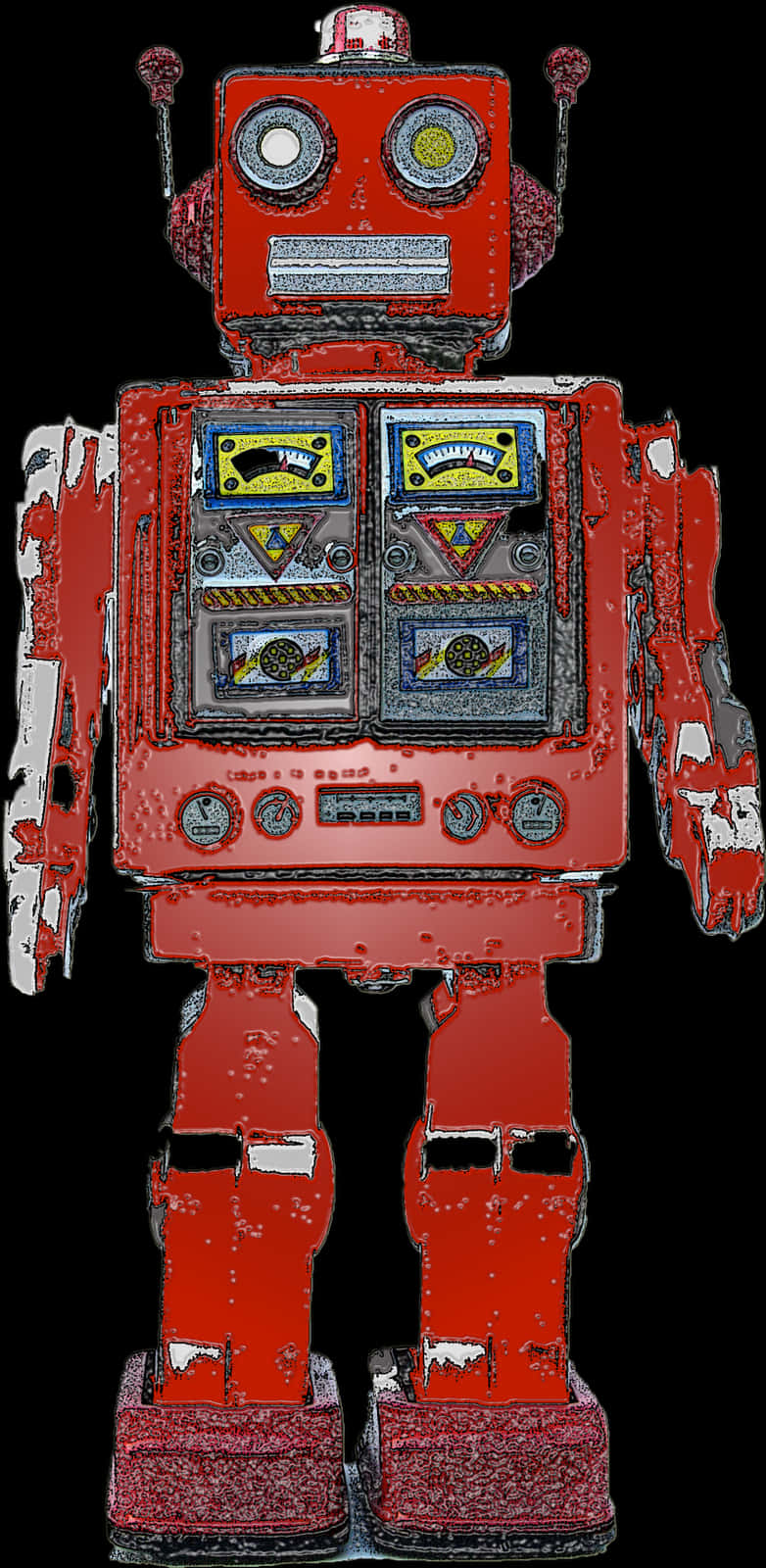 Vintage Red Robot Toy PNG