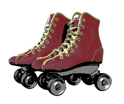 Vintage Red Roller Skates PNG