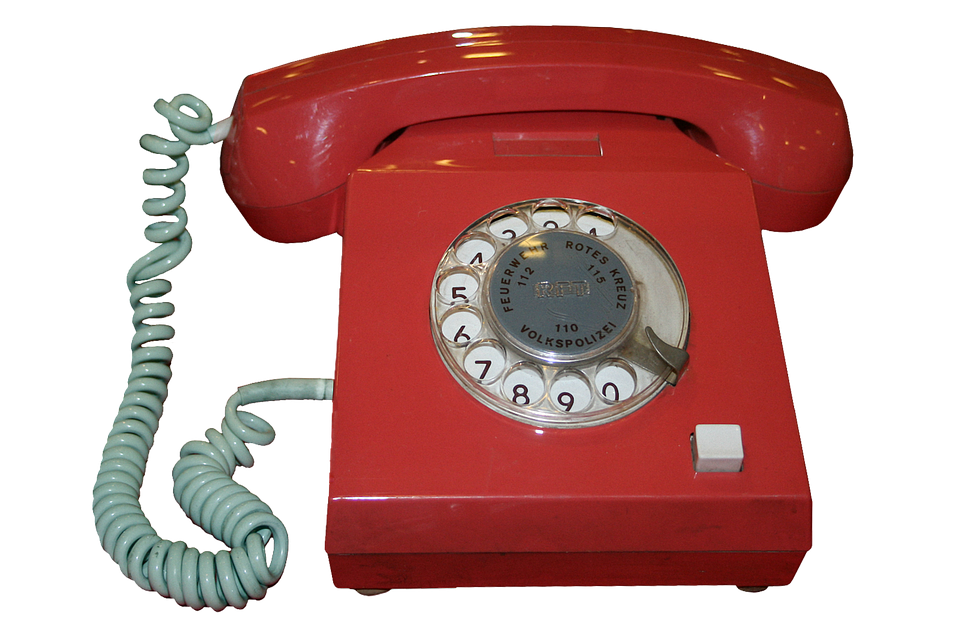 Vintage Red Rotary Phone.png PNG