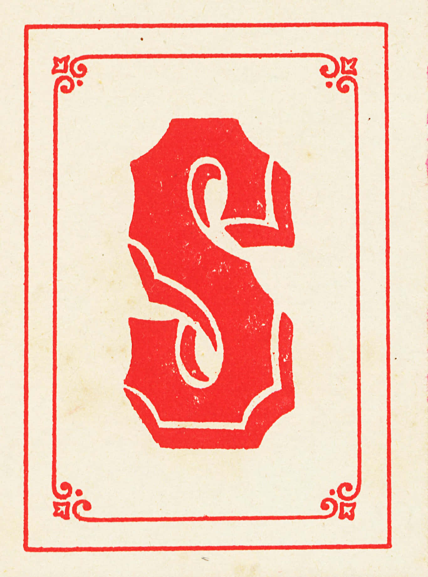 Vintage Red S Letterpress Design Wallpaper