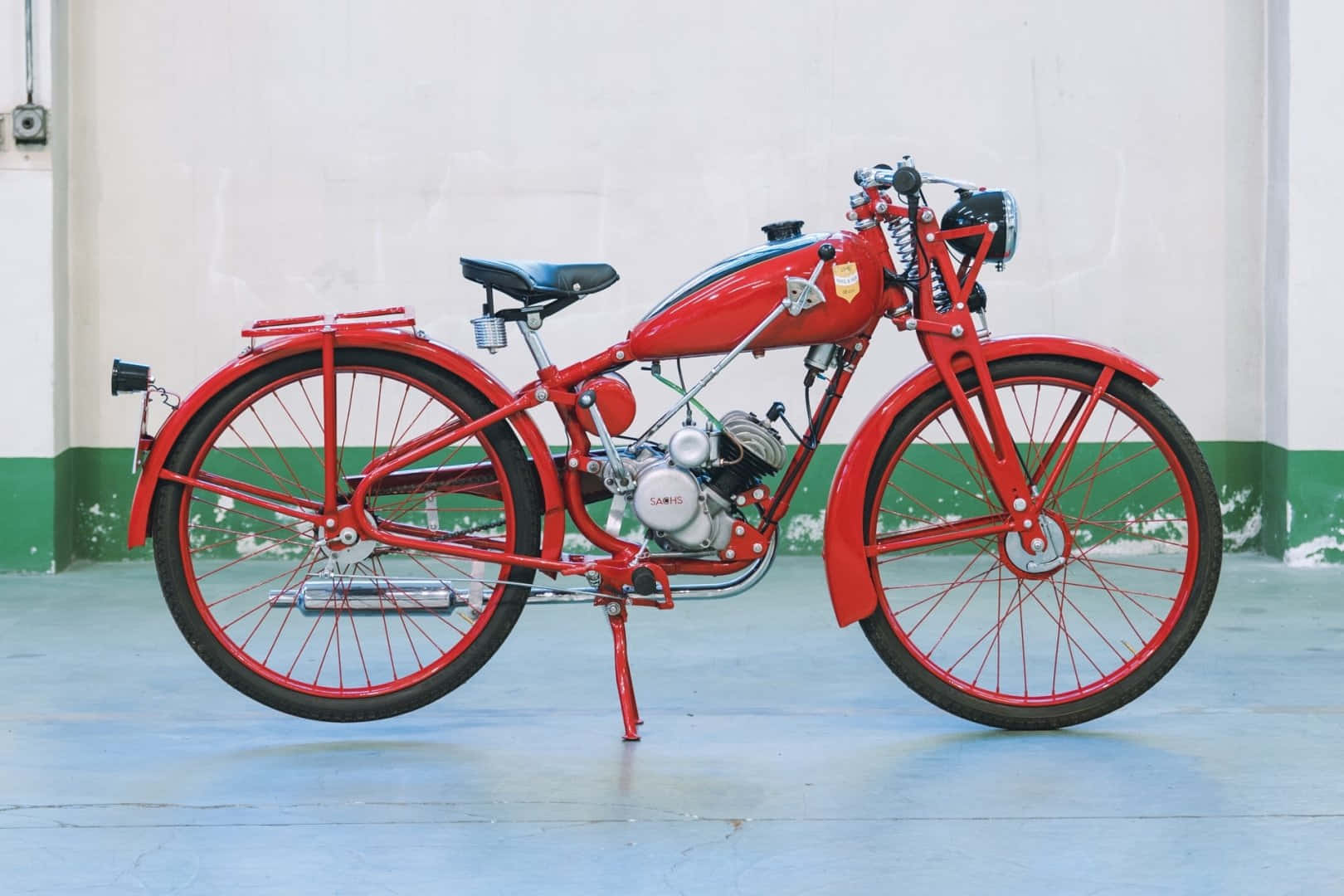 Vintage Red Sachs Motorcycle Wallpaper