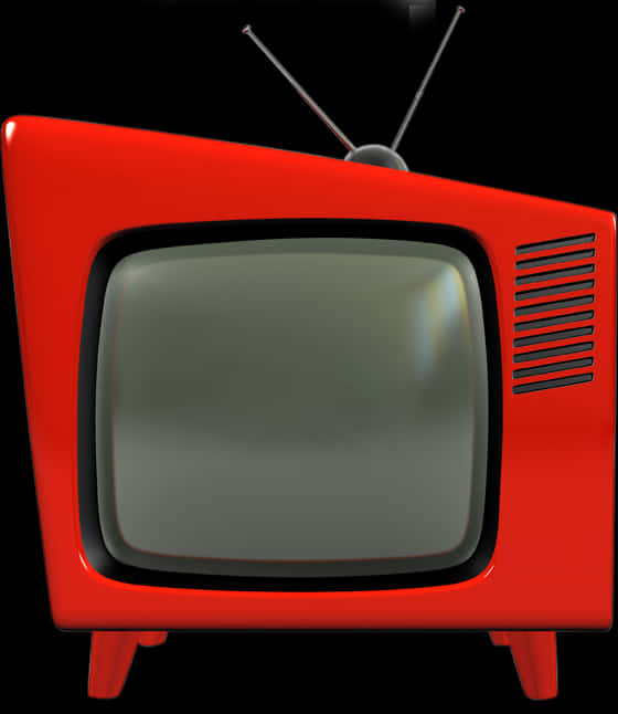 Vintage Red Television PNG